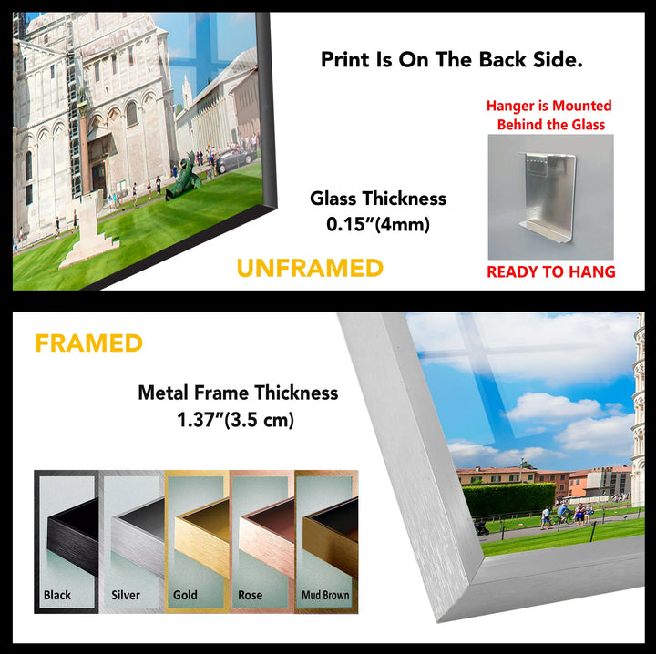 Leaning Tower of Pisa Glass Wall Art – Iconic Italian Landmark with Beautiful Architecture - MyPhotoStation