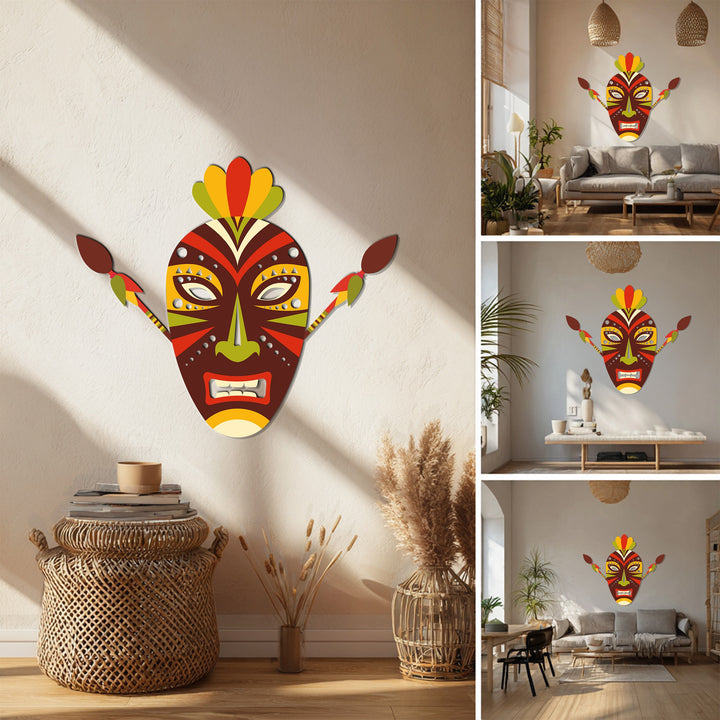 Ethnic African face metal wall art inspired by tribal heritage