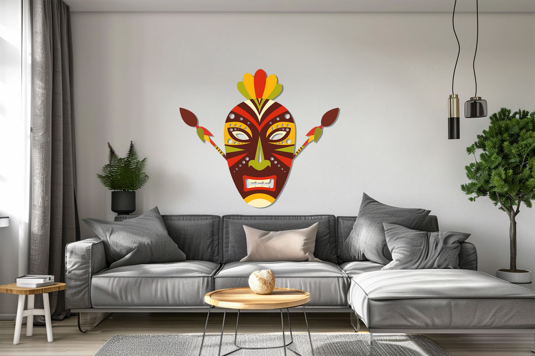 African Tribal Mask Metal Wall Art – Bold Ethnic Wall Decor