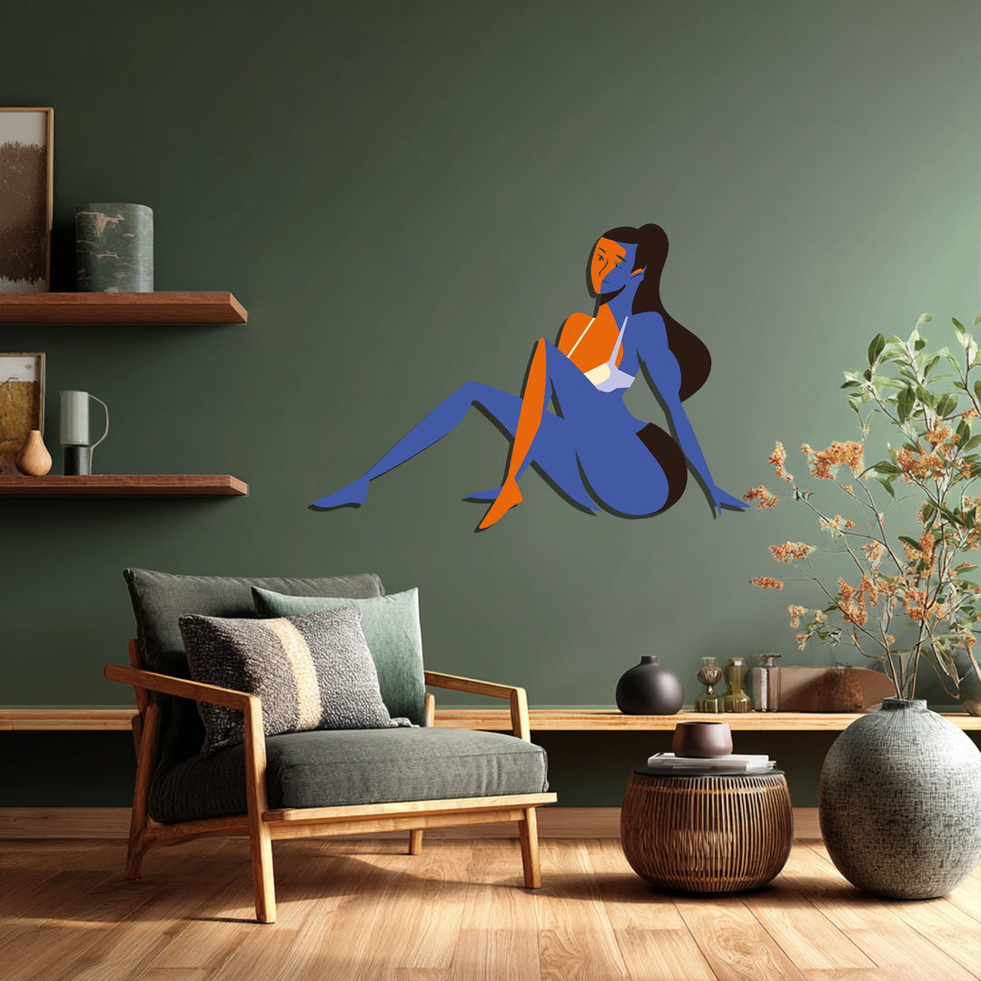Abstract Sitting Woman Metal Wall Art – Modern Minimalist Home Decor