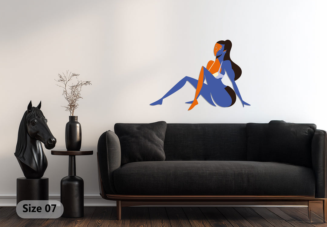 Abstract Sitting Woman Metal Wall Art – Modern Minimalist Home Decor