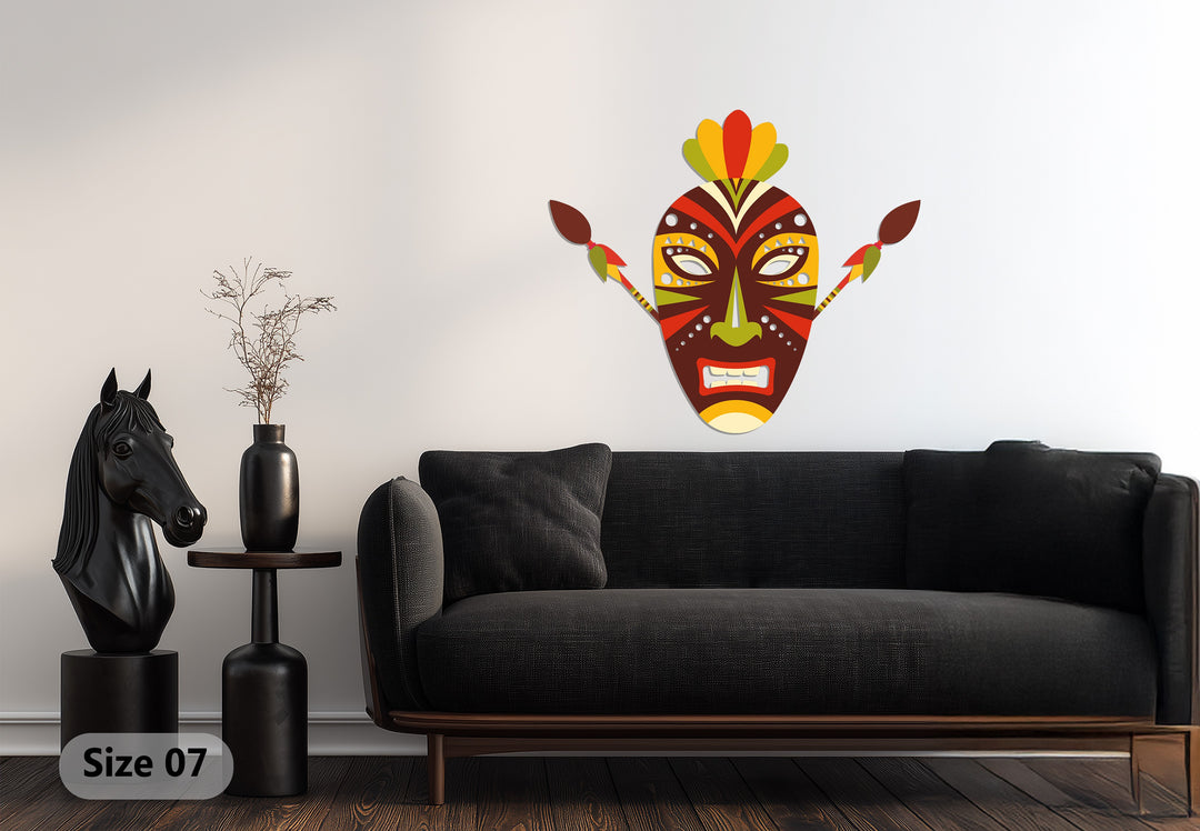 African Tribal Mask Metal Wall Art – Bold Ethnic Wall Decor