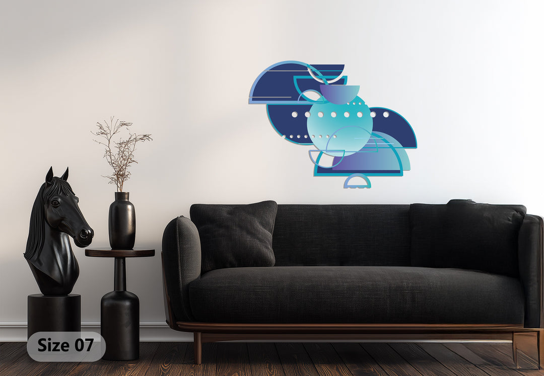 Blue Geometric Abstract Metal Wall Art – Modern Minimalist Home Decor
