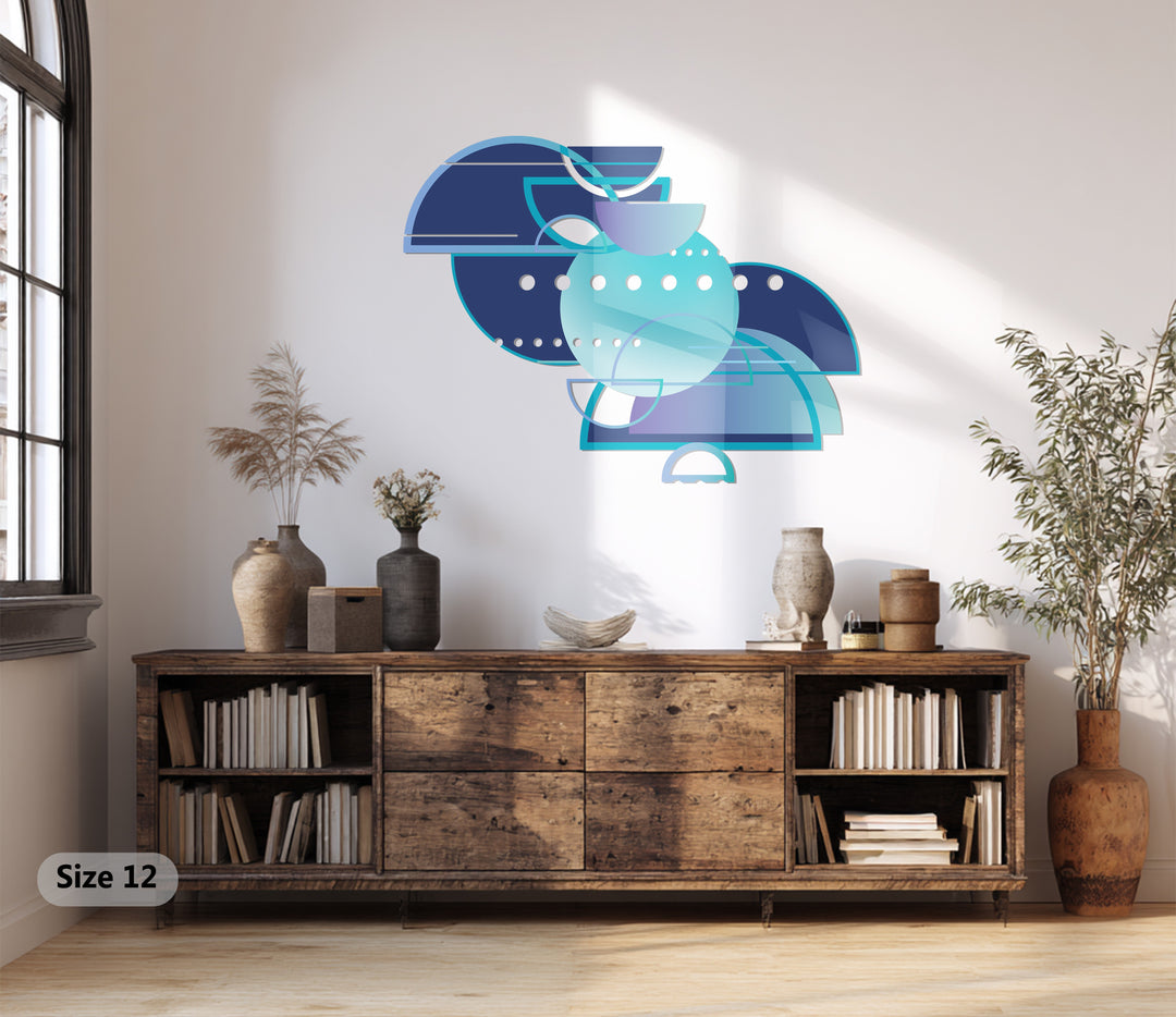 Blue Geometric Abstract Metal Wall Art – Modern Minimalist Home Decor