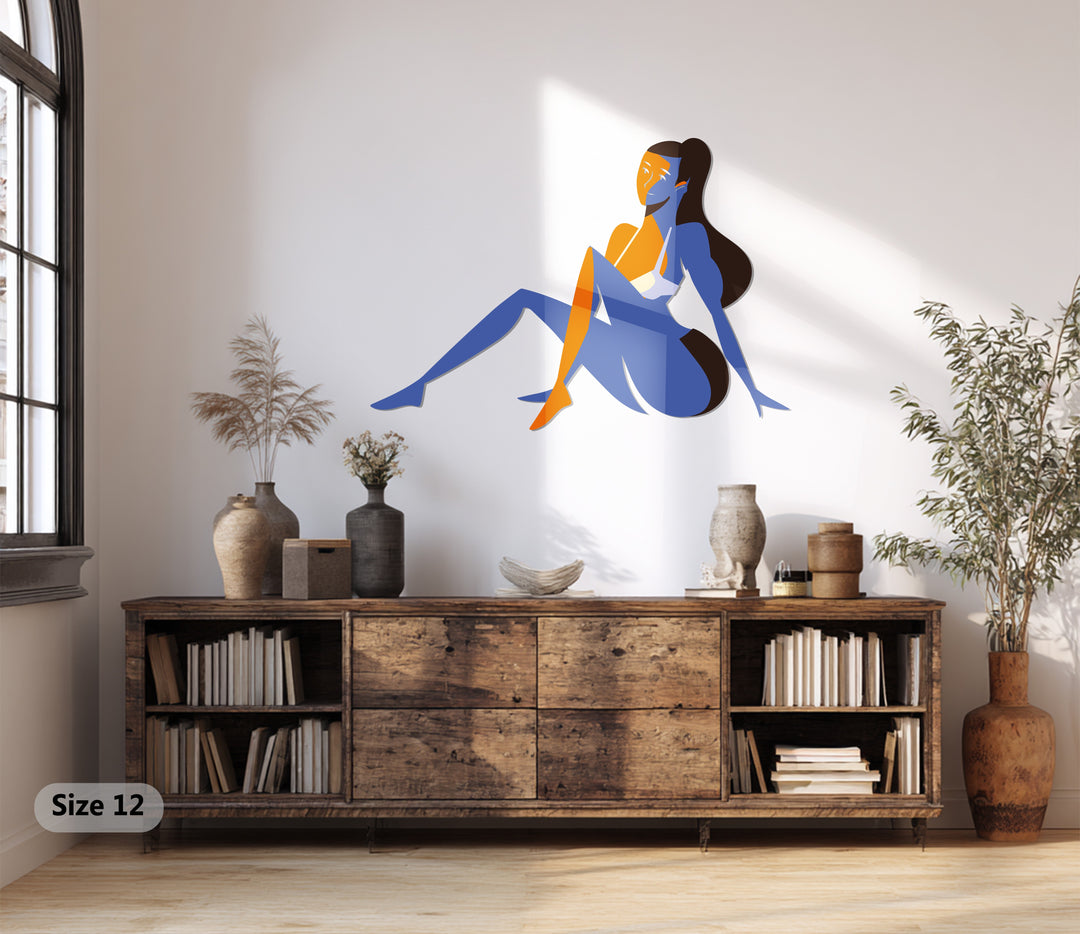 Abstract Sitting Woman Metal Wall Art – Modern Minimalist Home Decor