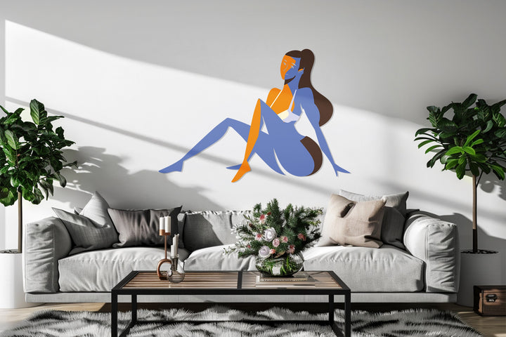 Contemporary woman silhouette artwork with soft color palette