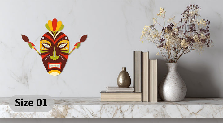 Traditional African mask metal artwork for cultural wall decor