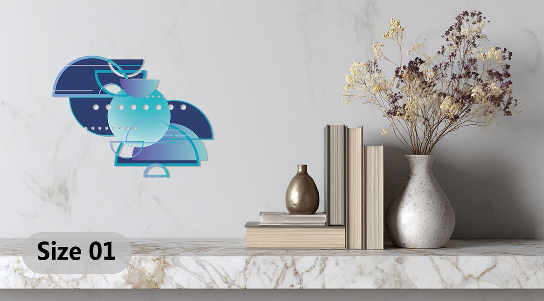 Blue Geometric Abstract Metal Wall Art – Modern Minimalist Home Decor