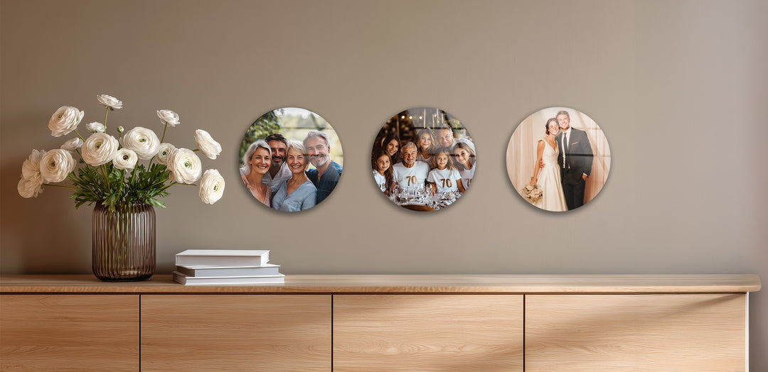 Timeless Moments – Custom Wedding & Family Round Glass Wall Art