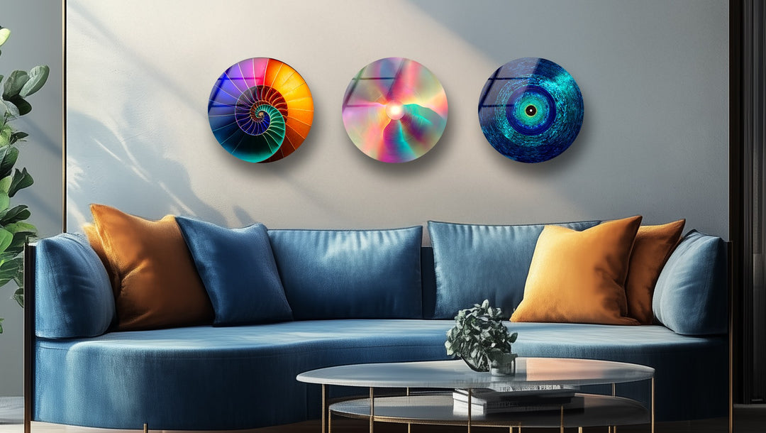 Spectrum Harmony – Abstract Circular Mosaic Glass Wall Art Set