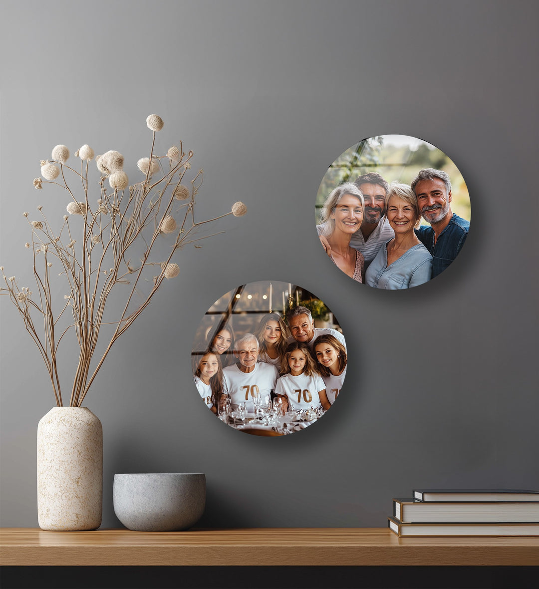 Timeless Moments – Custom Wedding & Family Round Glass Wall Art