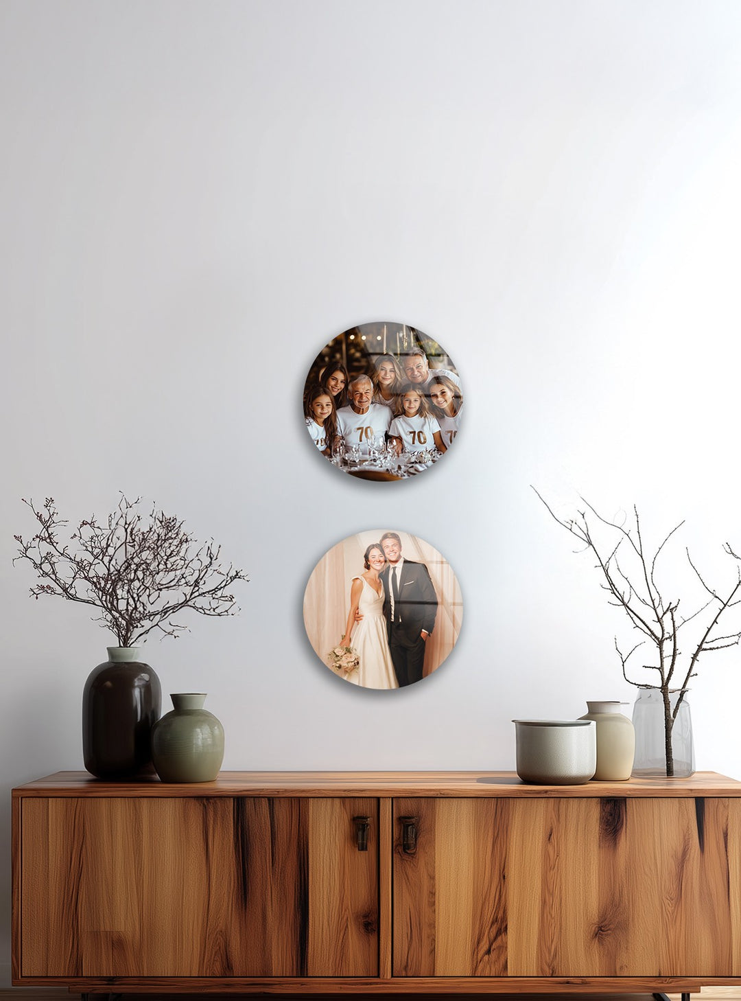 Timeless Moments – Custom Wedding & Family Round Glass Wall Art