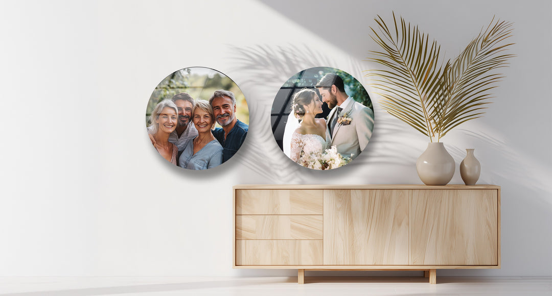 Timeless Moments – Custom Wedding & Family Round Glass Wall Art