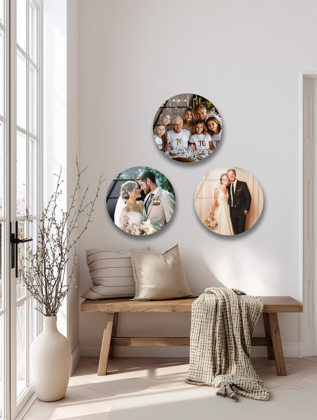 Timeless Moments – Custom Wedding & Family Round Glass Wall Art