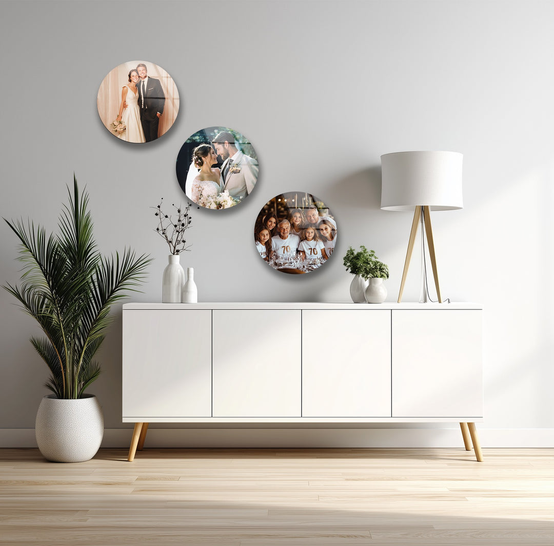 Timeless Moments – Custom Wedding & Family Round Glass Wall Art