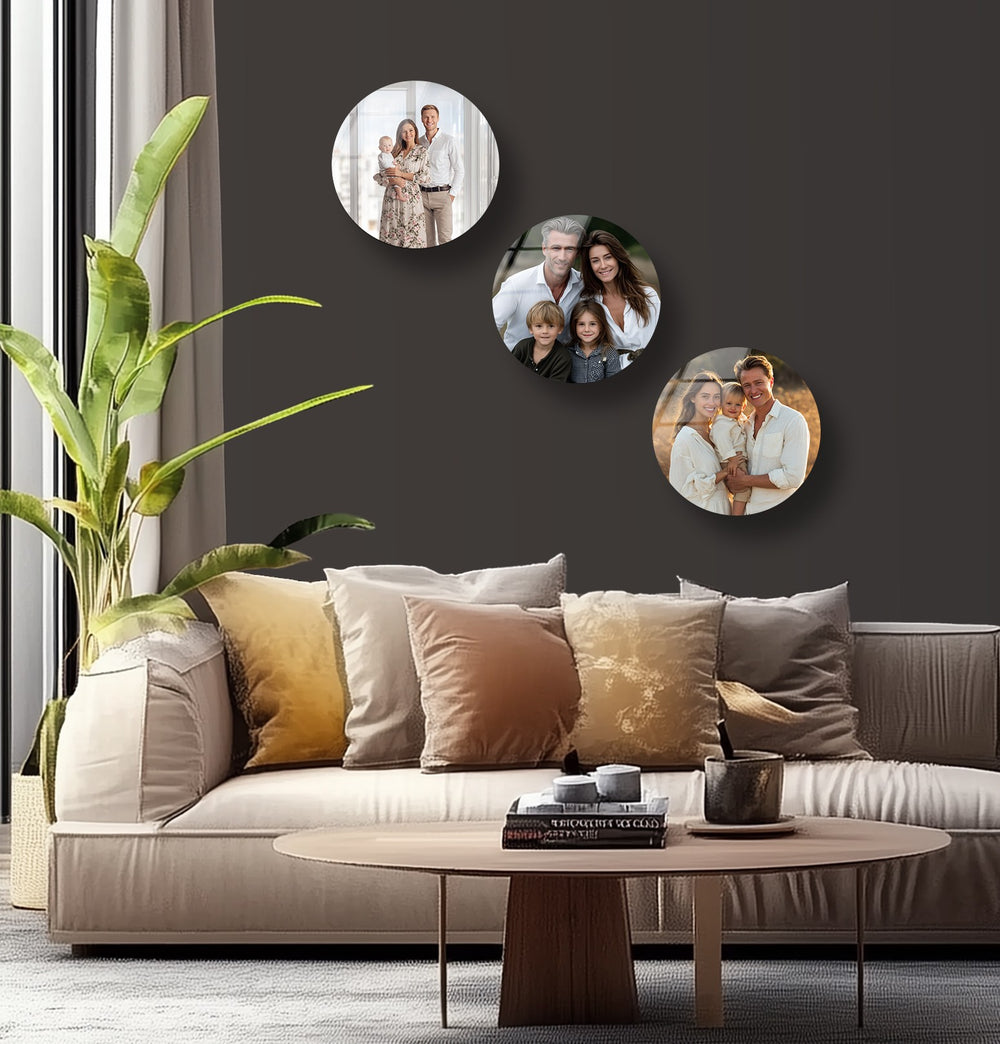 Personalized round tempered glass wall decor