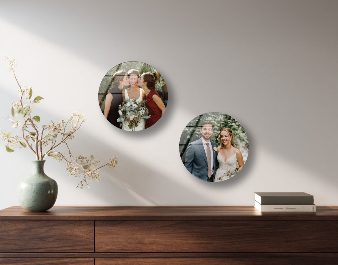 Modern custom glass wall art for wedding memories