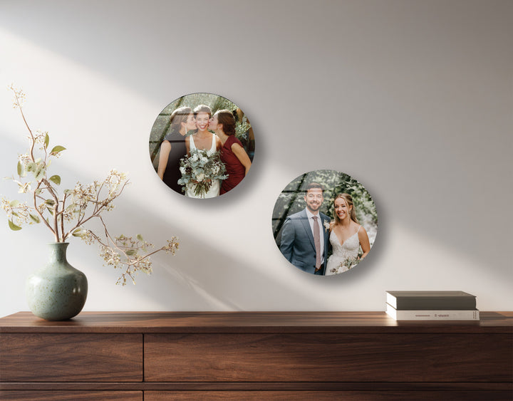 Modern custom glass wall art for wedding memories