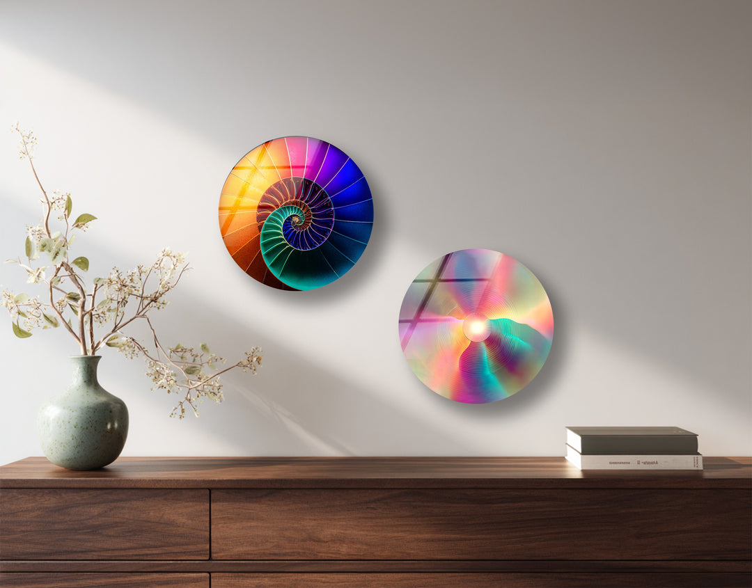 Spectrum Harmony – Abstract Circular Mosaic Glass Wall Art Set