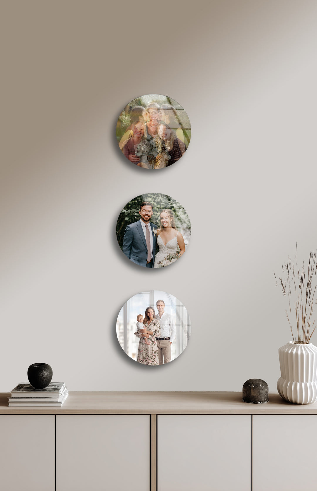 Elegant wedding photo printed on tempered glass