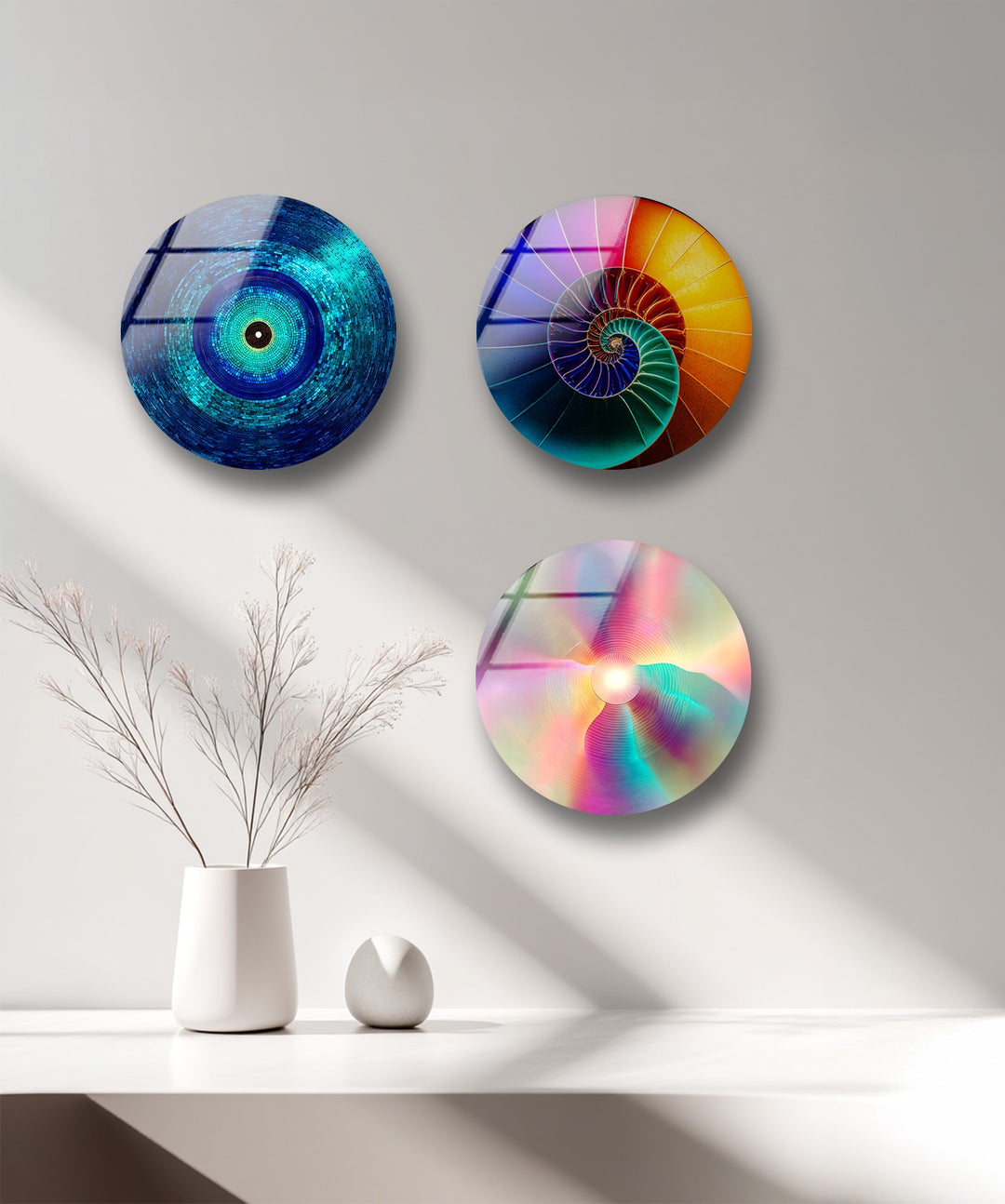 Spectrum Harmony – Abstract Circular Mosaic Glass Wall Art Set