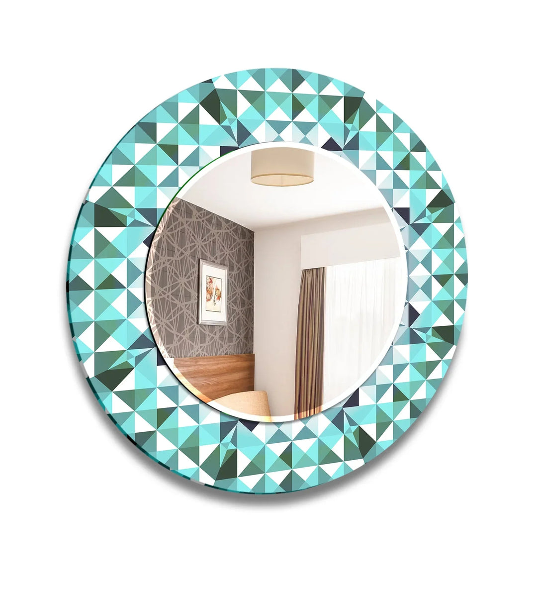 Turquoise Mosaic Round Wall Mirror Marble Mirror