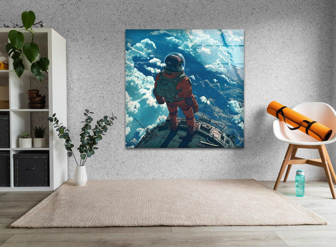 A Space Explorer Glass Wall Art, custom glass pictures, glass art prints