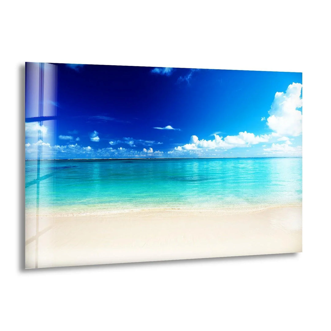 Tropical Maldives Beach Glass Wall Art - MyPhotoStation