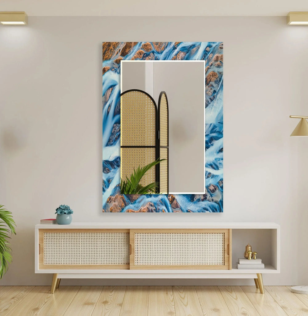 Abstract Blue and Brown Rocks Wall Mirror full length mirrors