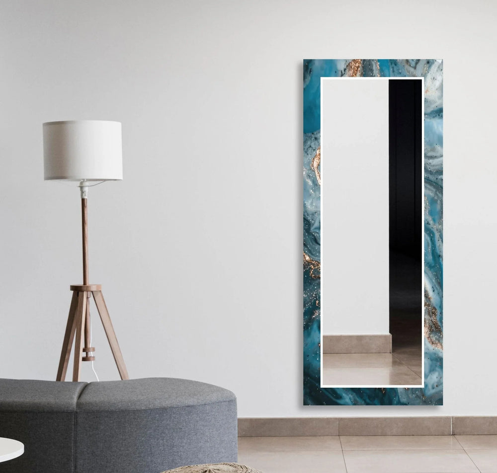 Abstract Blue Golden Details Wall Mirrors mirror black