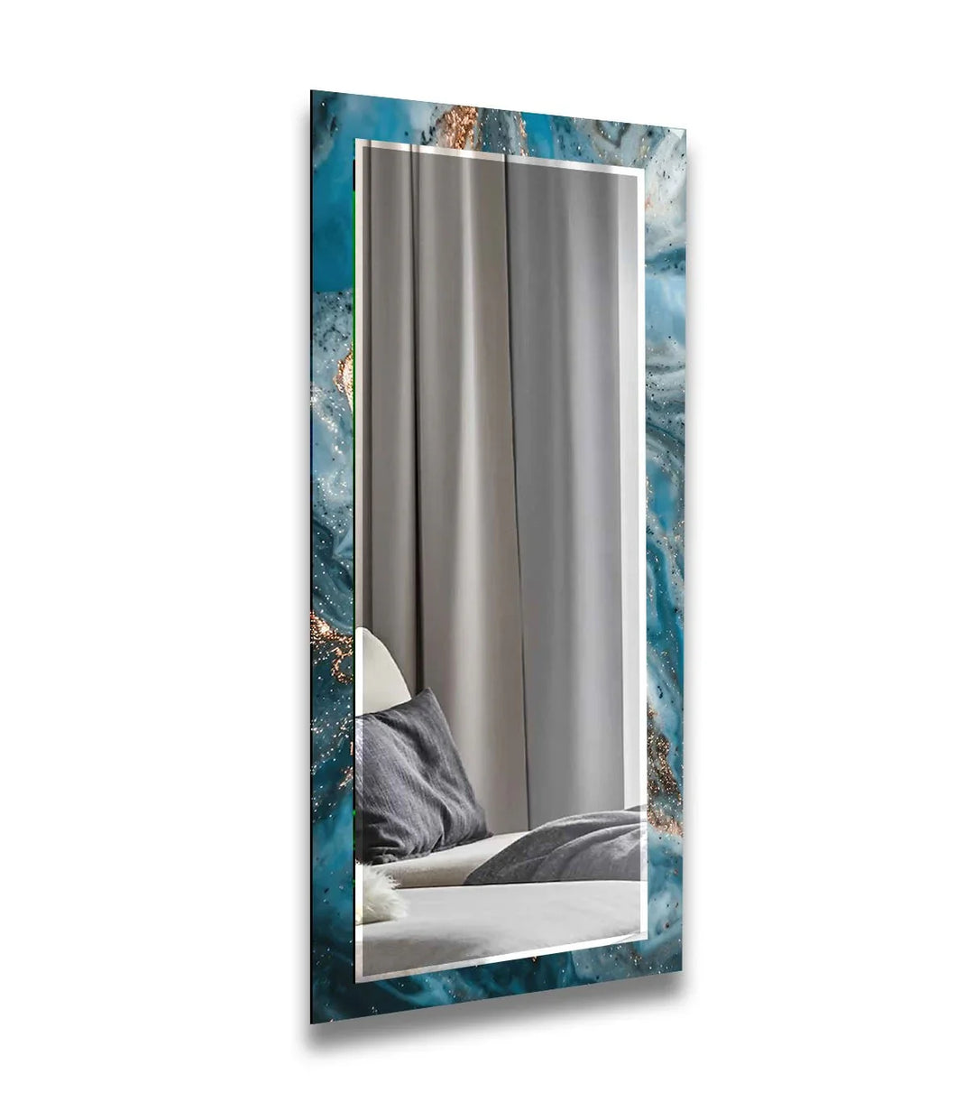 Abstract Blue Golden Details Wall Mirrors mirrors in black