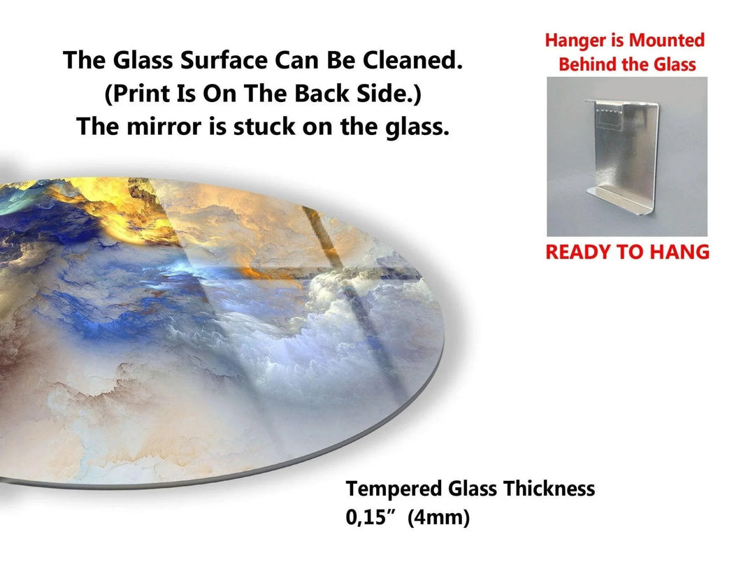 Abstract Clouds Round Glass Wall Art - MyPhotoStation