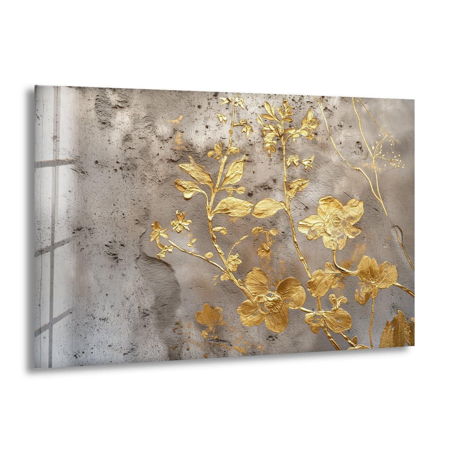Abstract Gold Flowers Wall Art | Elegant Glass Decor – MyPhotoStation