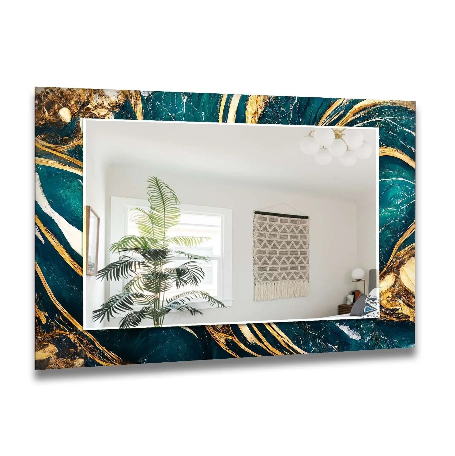 Abstract Green and Gold Wall Mirrors Stained Glass Wall Mirror