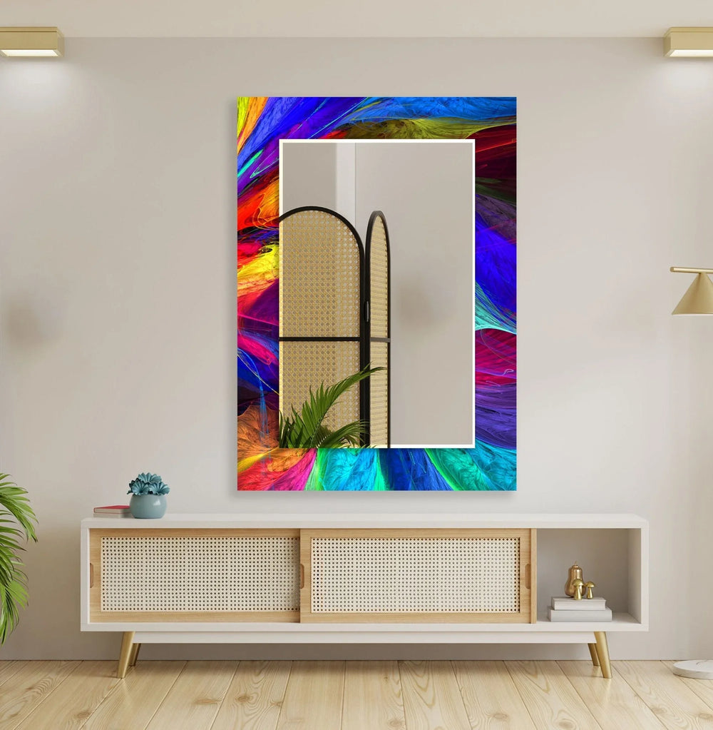 Abstract Neon Wall Mirror Gold Mirror