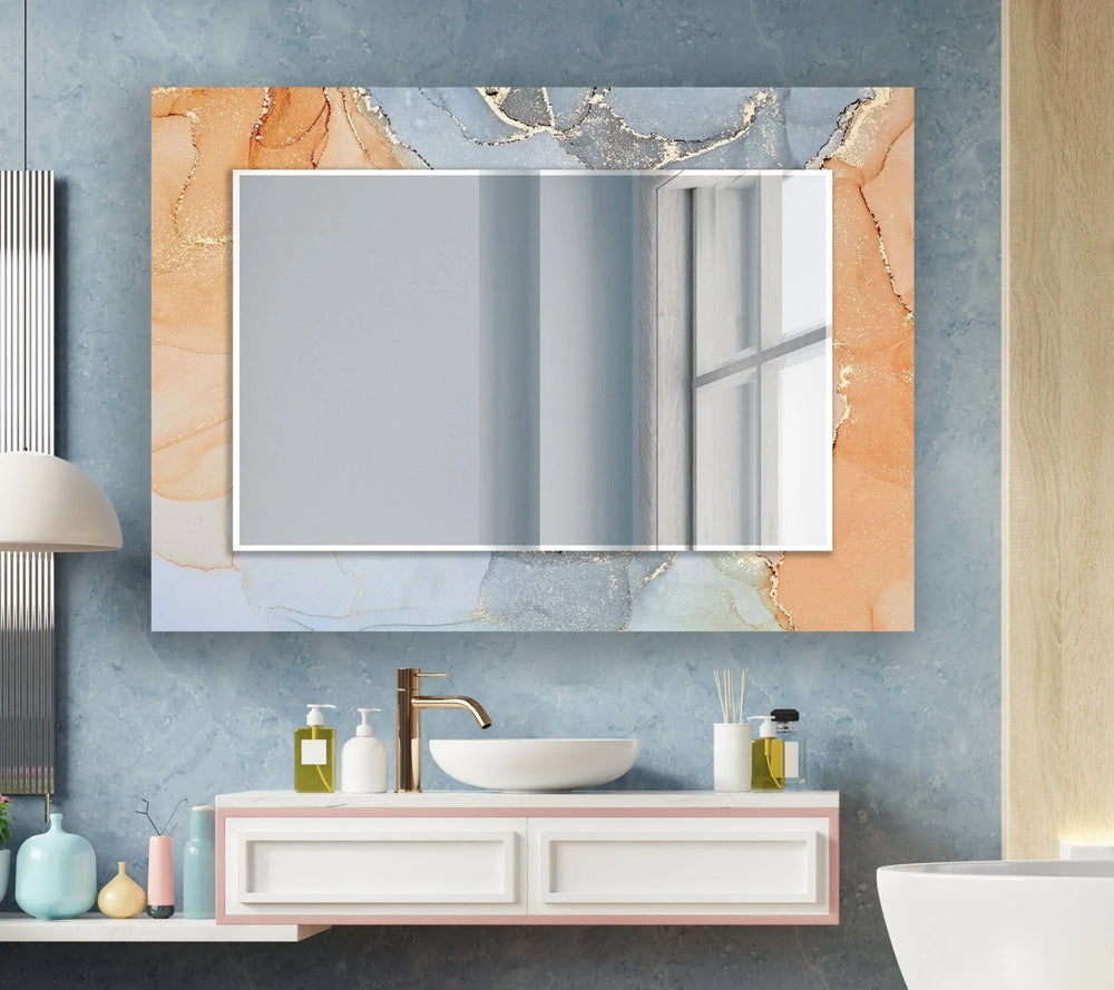 Abstract Orange and Gray Wall Mirror mirror wall art
