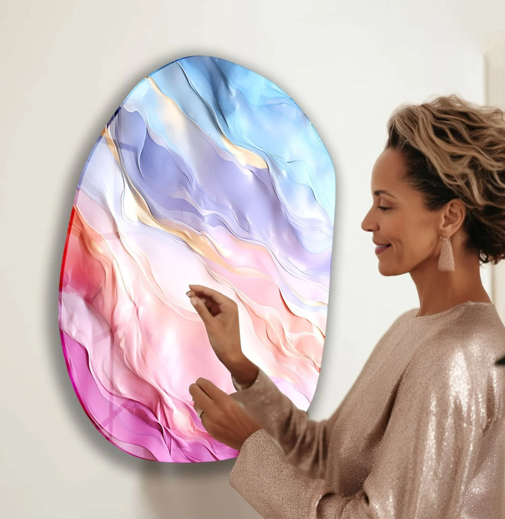 Abstract Pastel Pink Glass Wall Art, picture on glass wall art, photos printed on glass