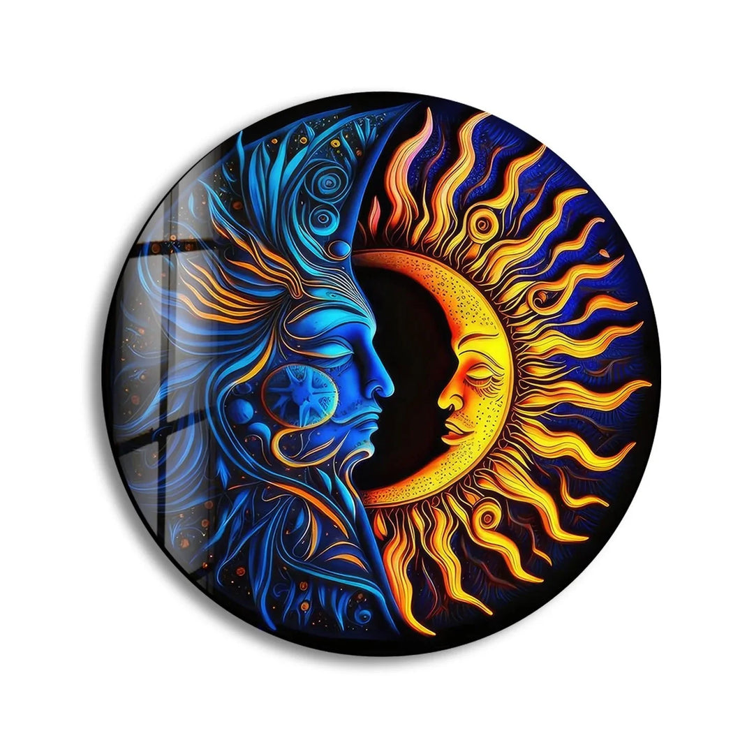 Abstract Round Moon & Sun Glass Wall Art glass photo prints, glass picture prints