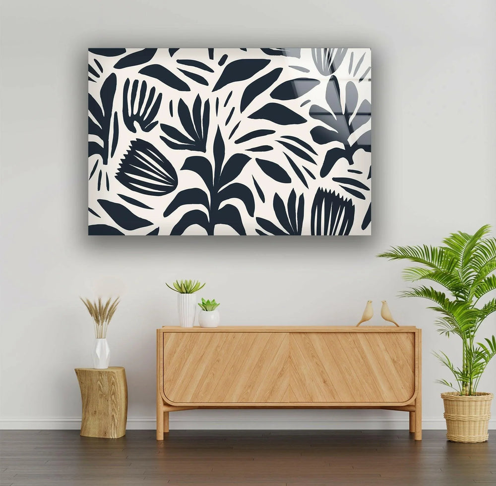 Abstract Shape Leaf And Flower Glass Wall Art, glass wall decor, glass wall art decor