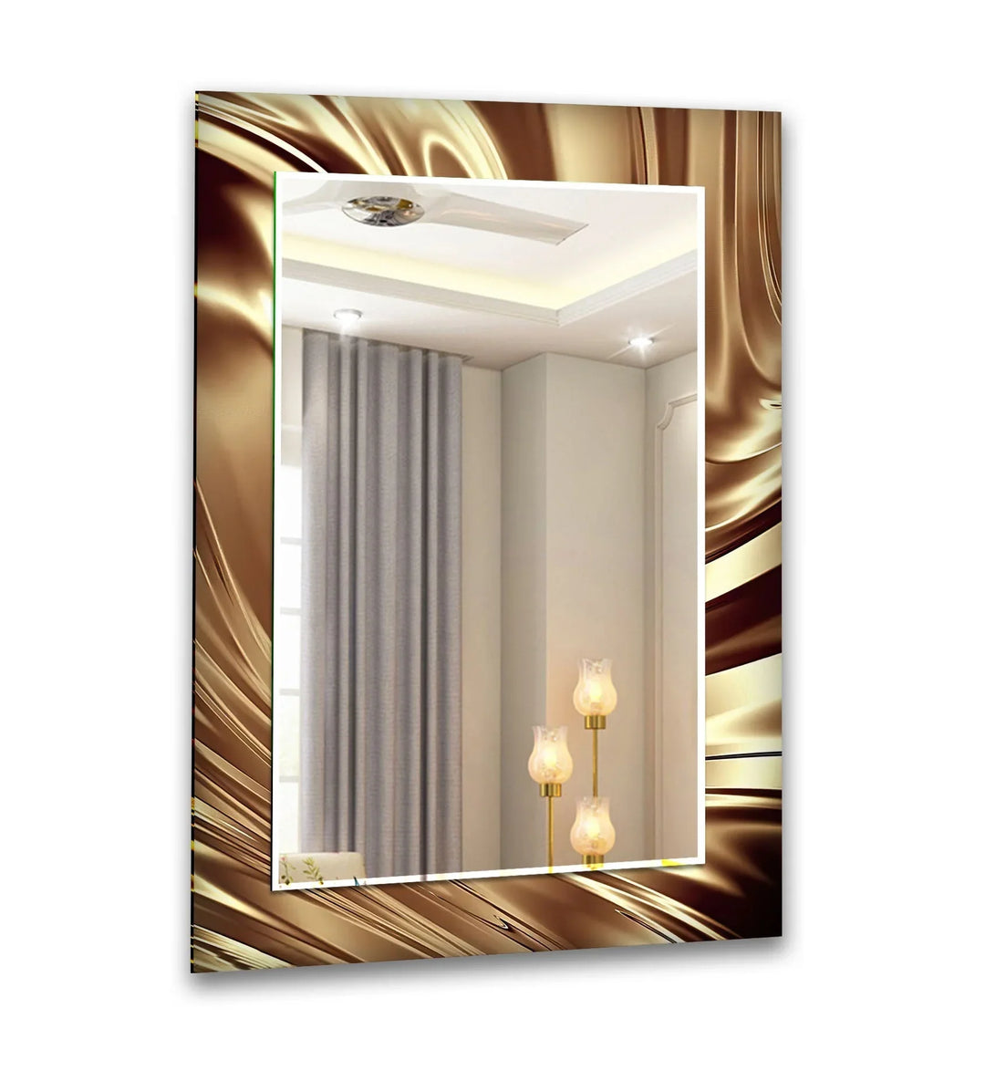 Abstract Shiny Brown Wall Mirror Small Mirror