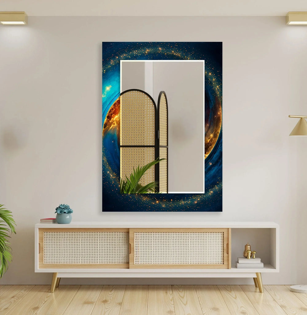 Abstract Space Wall Mirror mirror black