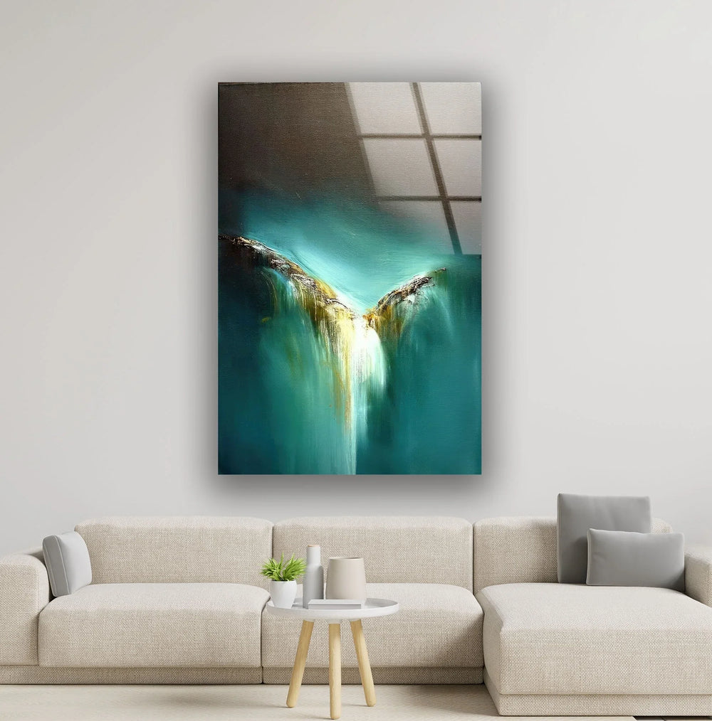 Abstract Turquoise Art Glass Wall Art glass wall decor, glass wall art decor
