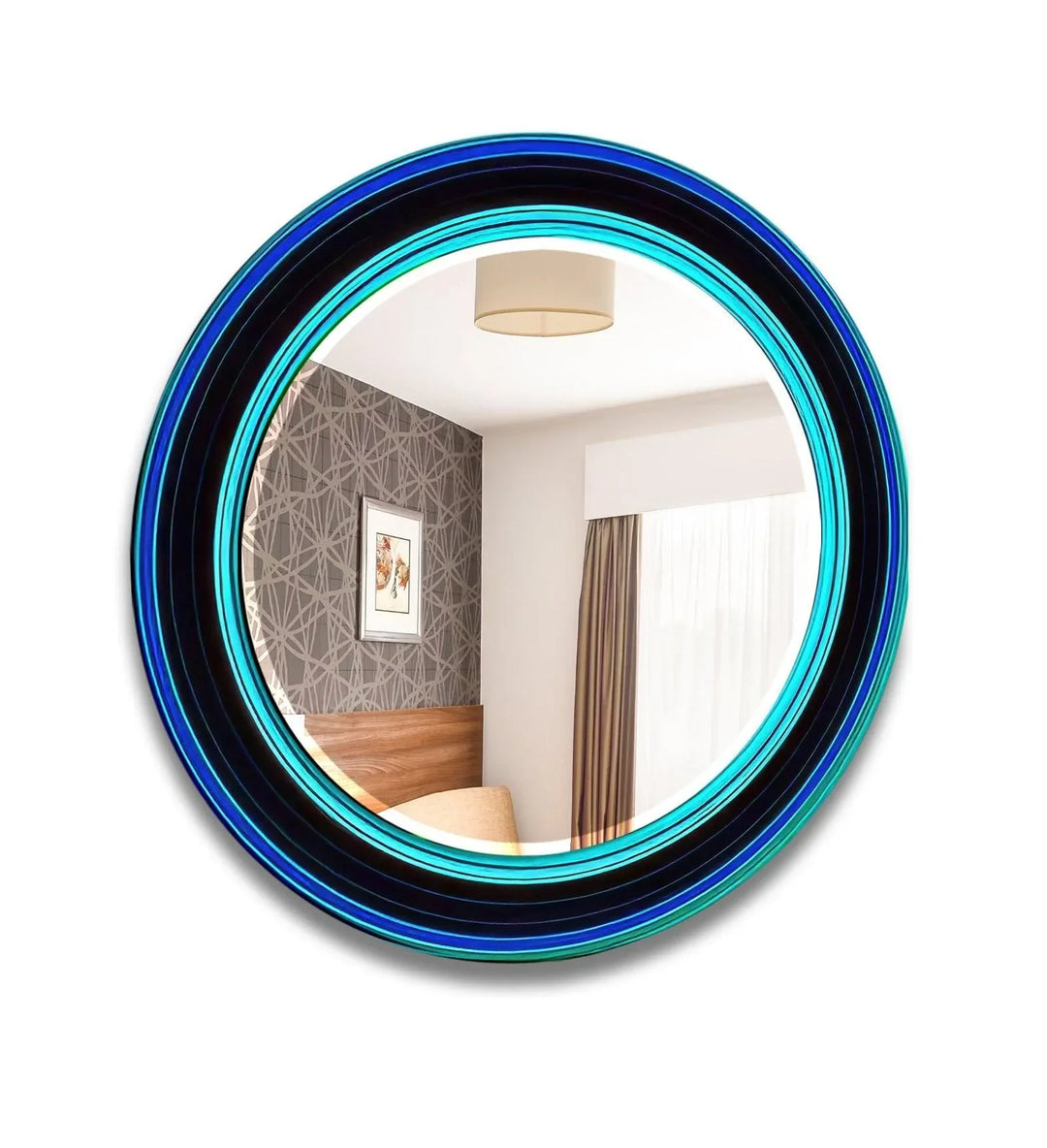 Abstract Turquoise Round Wall Mirror Round Wall Mirror