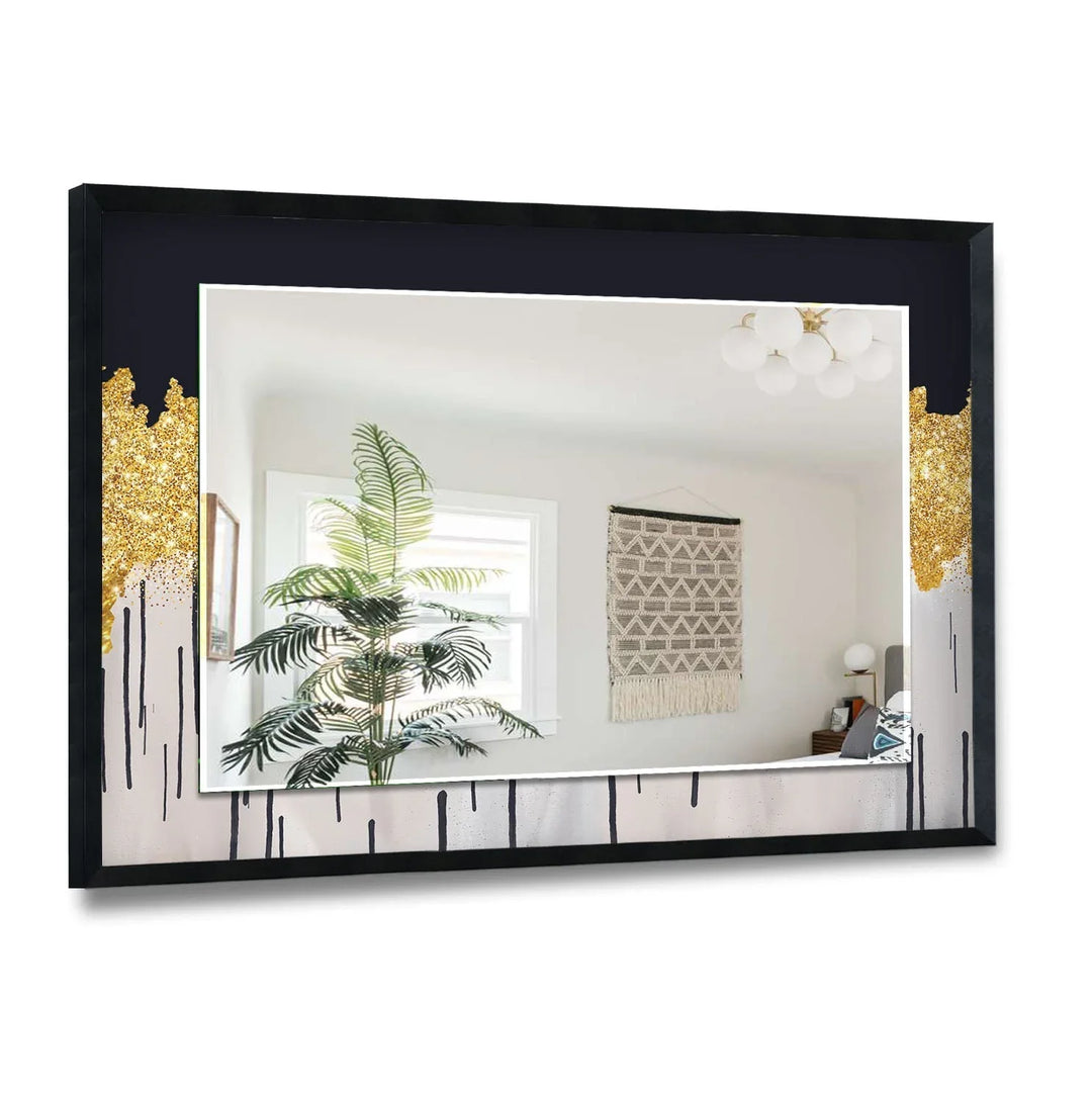 Abstract with Gold Details Wall Mirror Bathroom Mirrors,