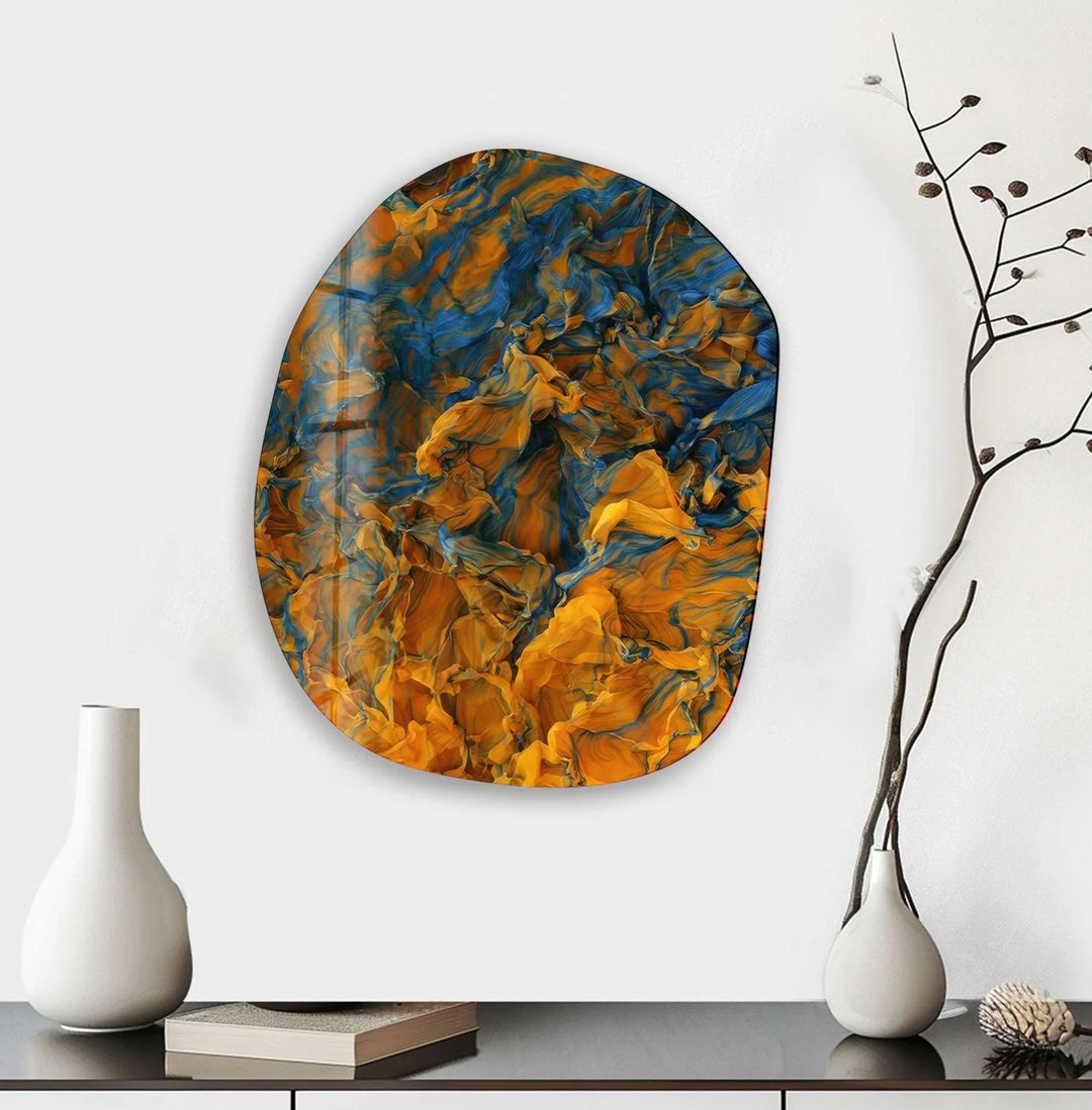 Abstract With Orange Color Glass Wall Art, glass image printing, glass prints from photos