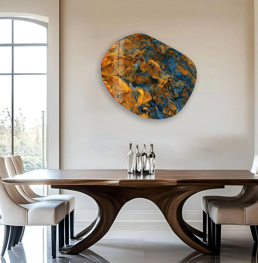 Abstract With Orange Color Glass Wall Art, photo print on glass, prints on glass wall art