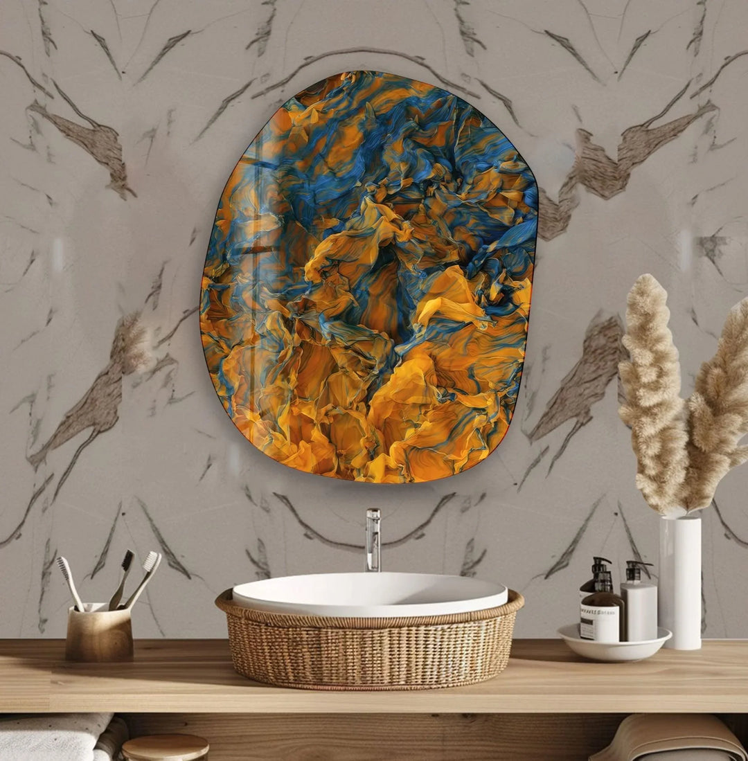 Abstract With Orange Color Glass Wall Art, large glass photo prints, glass wall photos