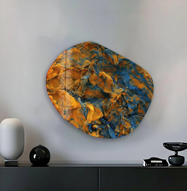 Abstract With Orange Color Glass Wall Art, print on glass, glass printed photos
