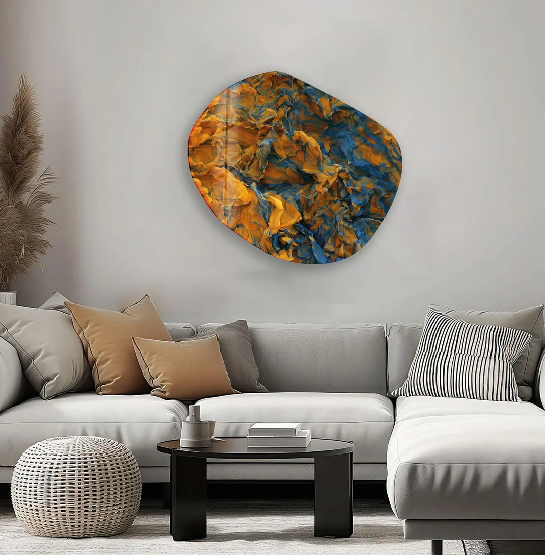 Abstract With Orange Color Glass Wall Art, glass pictures for Wall, glass prints wall art