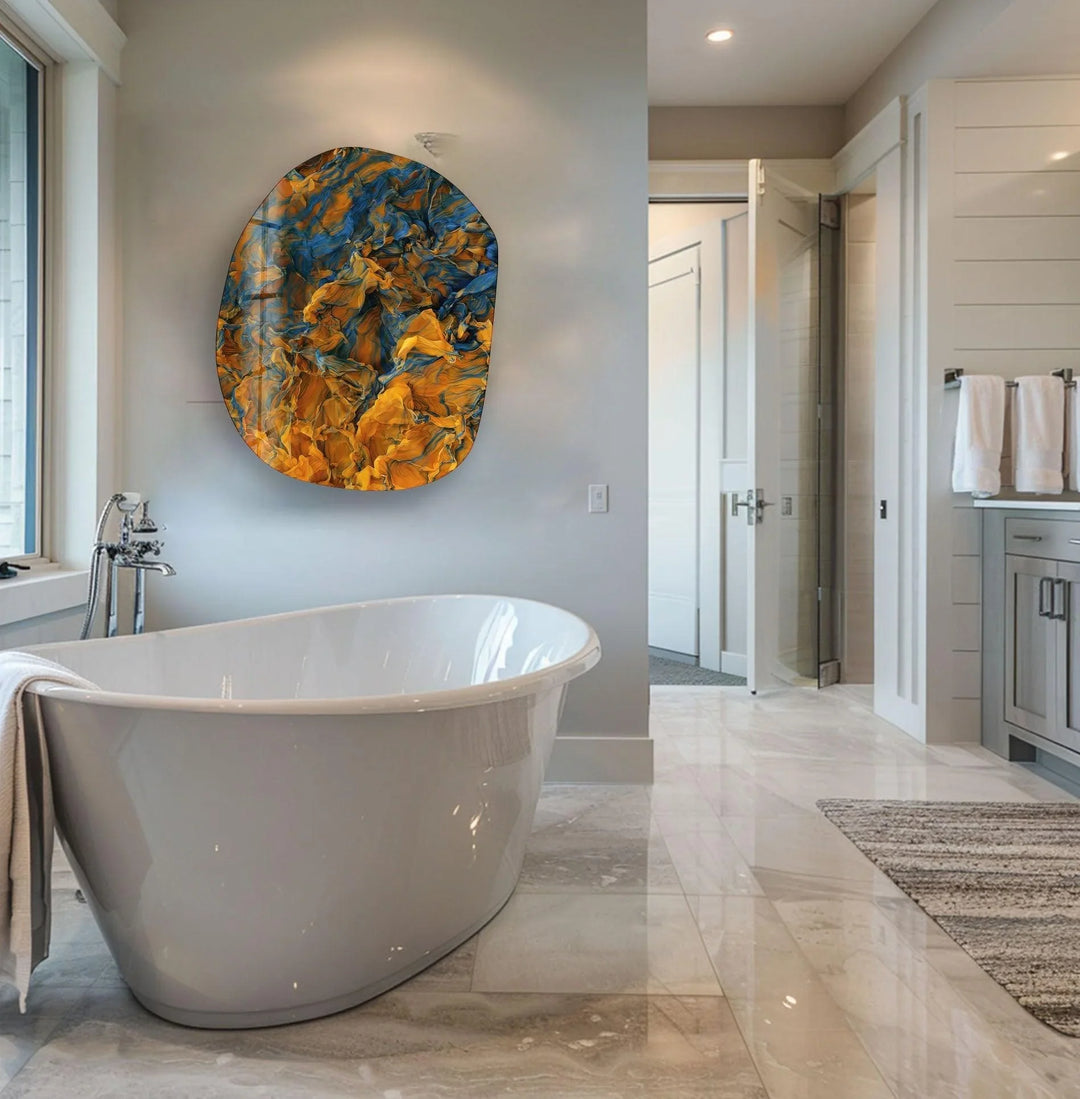 Abstract With Orange Color Glass Wall Art, custom glass photo prints, large glass prints